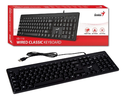 TECLADO GENIUS RS2 KB-116 SP BLK